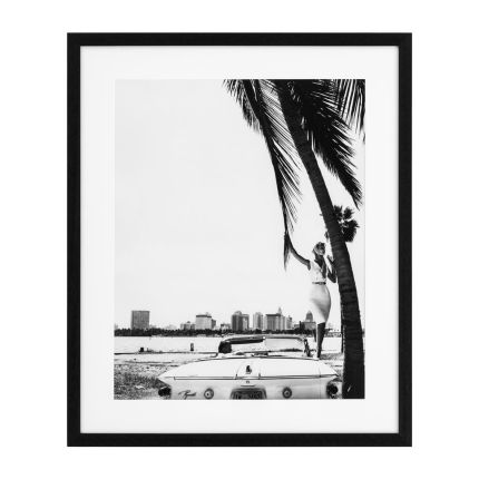 Monochromatic black and white Vogue, 1961 vintage print of tropical scene