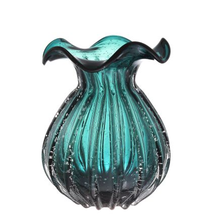 green hand blown glass flower vase