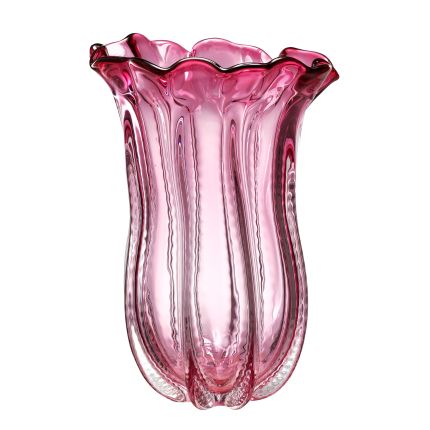 large pink handblown glass vase