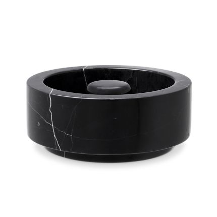 A sophisticated black marble ashtray with gorgeous white veins by Eichholtz