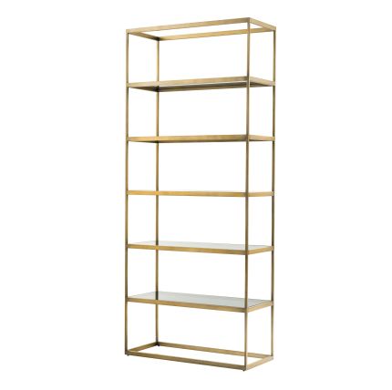 brushed brass unit with smoked glass shelves 