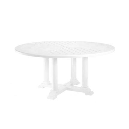 large round outdoor dining table in white finish