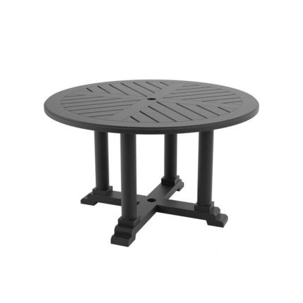 round outdoor dining table in black finish - 130 cm 