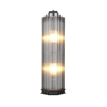 An art deco inspired wall light in a bronze finish.