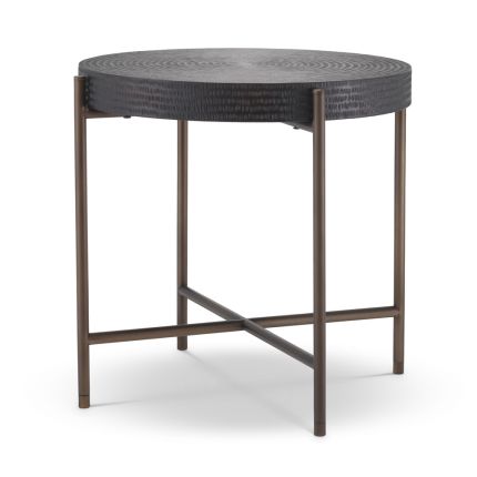 Minimal dark grey side table with bronze finished frame by Eichholtz