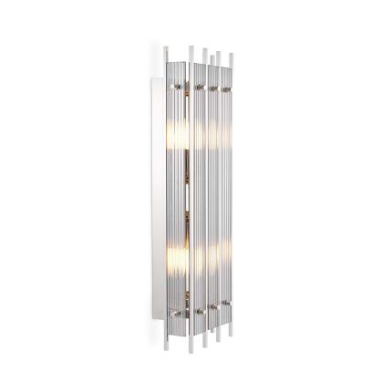 Art deco inspired wall light in a nickel finish