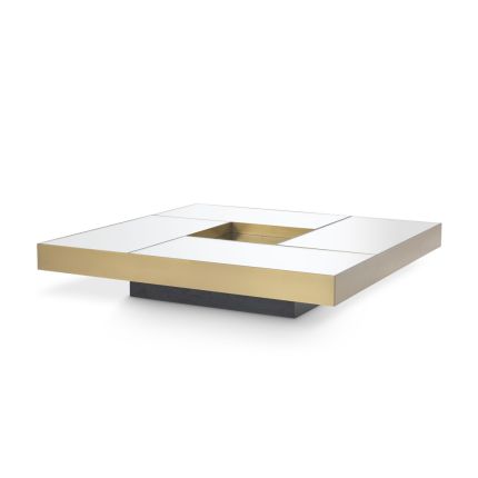 Luxurious Eichholtz brass coffee table with mirrored surface
