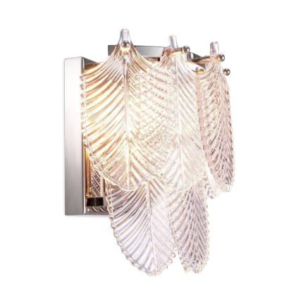 Luxurious Eichholtz clear glass wall lamp with nickel finish
