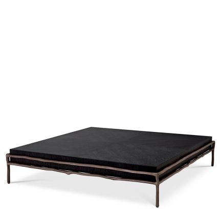 Charcoal oak veneer coffee table with bronze finish