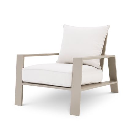 A stunning natural and sand-coloured outdoor lounge chair 