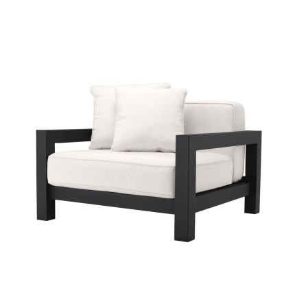 A fabulous black and natural-toned outdoor armchair 