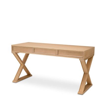 Natural oak veneer desk with three drawers