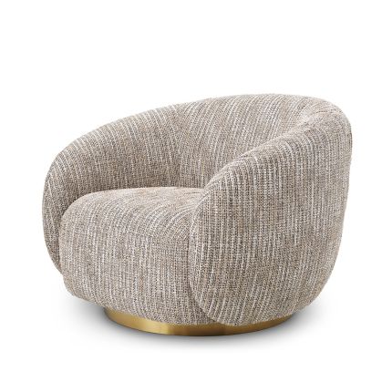 Luxurious Brice swivel chair upholstered in Mademoiselle Beige