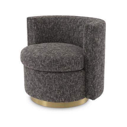 A modern swivel chair in a gorgeous grey upholstery.