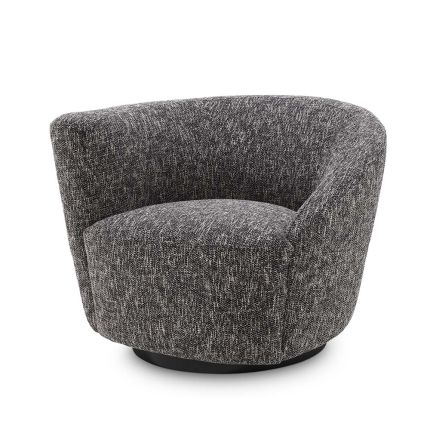 A moody and asymmetrical swivel chair in a Cambon Black finish.