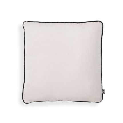 A contemporary canvas outdoor cushion with black piping by Eichholtz