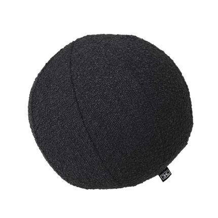 Small and subtle round pillow in a boucle black finish