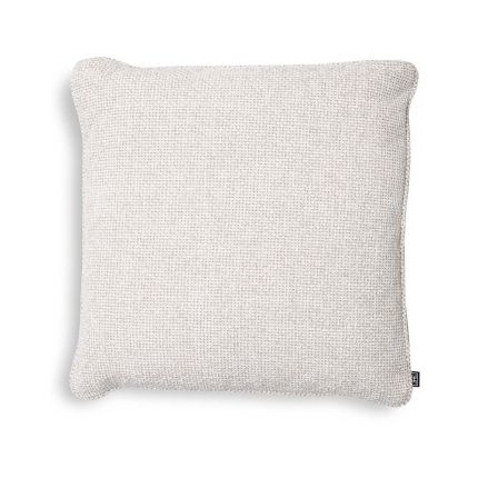 Luxurious square cushion in an off-white fabric.