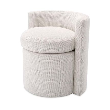 A gorgeous stool upholstered in a soft Lyssa Off-White fabric.