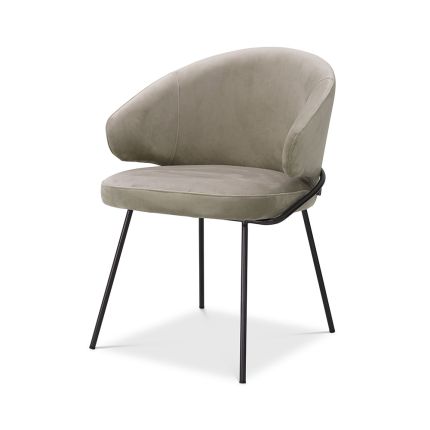 Elegant dining chair upholstered in velvet with tapered legs