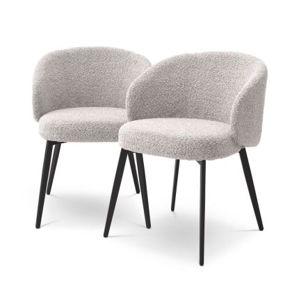Eichholtz Lloyd Dining Chair with Arms - Set of 2 - Boucle Grey