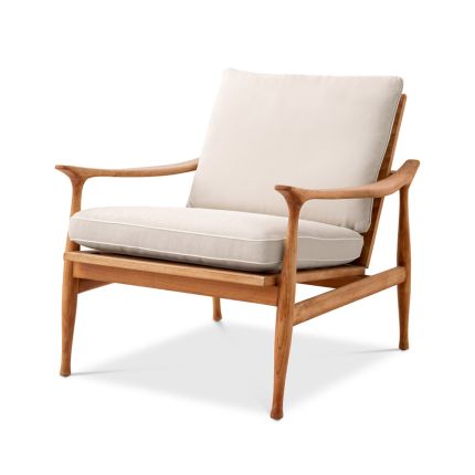 Gorgeous mid-century inspired outdoor chair with a wooden frame