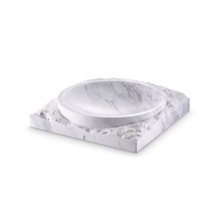 A luxury, white honed marble bowl by Eichholtz
