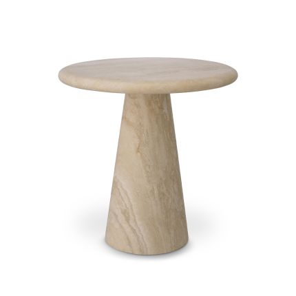 Illustrious side table in charming travertine finish