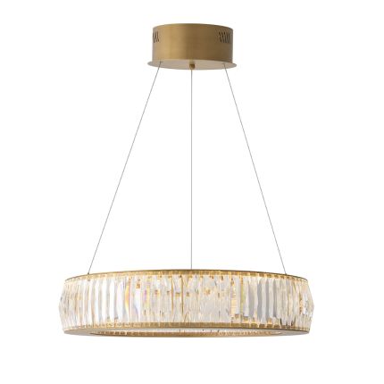 Dazzling round chandelier with brass and glass finish