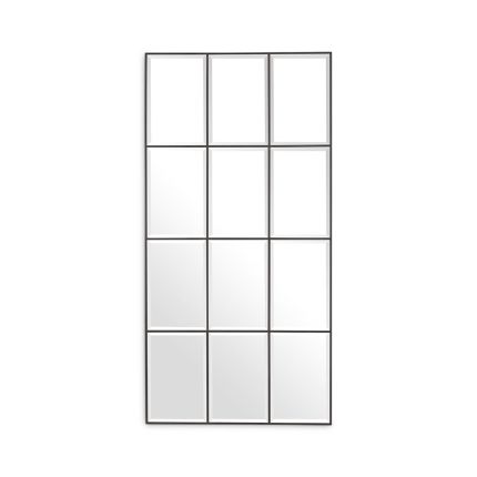 Minimal window-style wall mirror available in bronze, nickel and brass