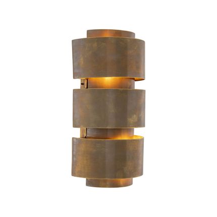 Stylish, modern brass wall light with vintage brass finish