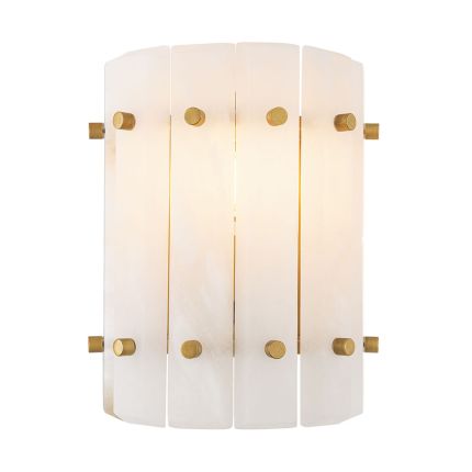 A striking wall lamp by Eichholtz with translucent alabaster panels and brass details