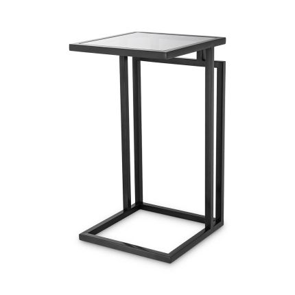 Rich metal side table with smoked glass top