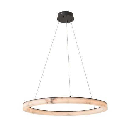 A luxurious, statement chandelier by Eichholtz with alabaster details and a beautiful bronze highlight finish