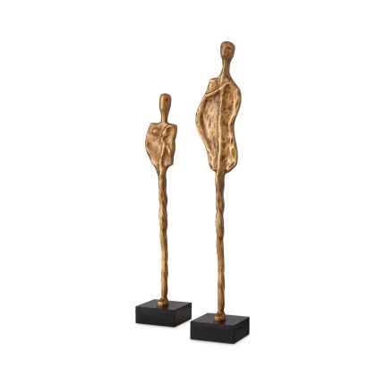 Gorgeous contemporary two piece sculpture in brass finish