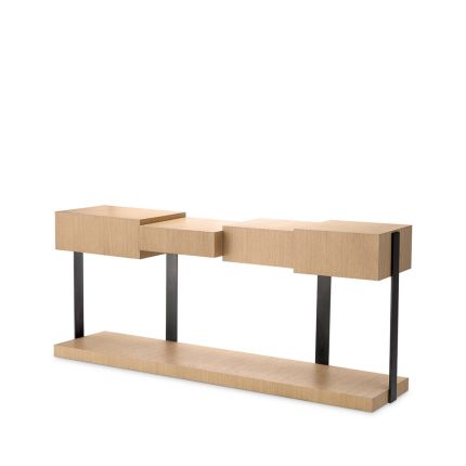 Natural oak cubist design console table