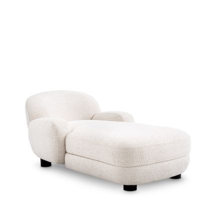Elegant and sumptuous chaise longue with lyssa white fabric upholstery
