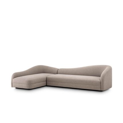 Luxurious sofa with curved backrest in grey upholstery