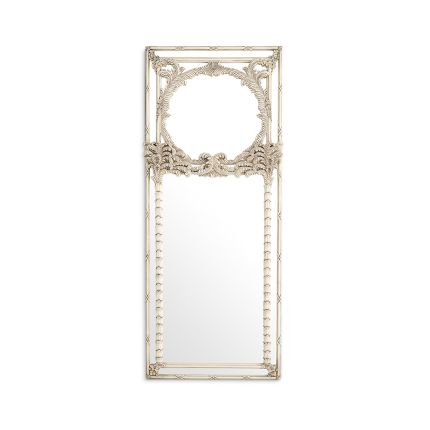 An elegant wall mirror by Eichholtz embellished with delicate leaves and blossoms with an antique white finish