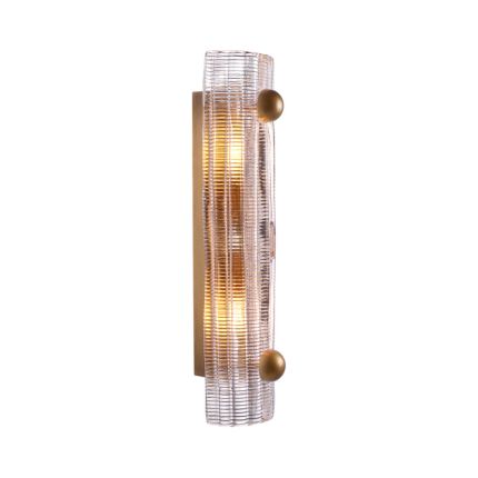 Glamorous brass wall lamp with textured glass shade