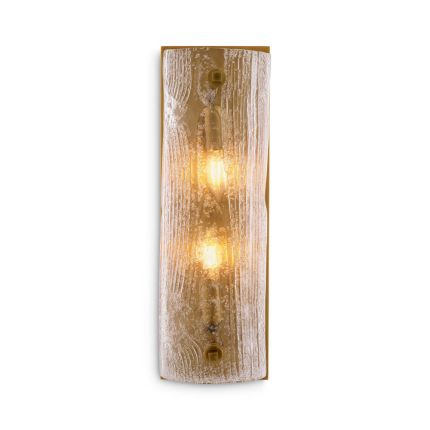 Glamorous brass wall lamp with textured glass shade