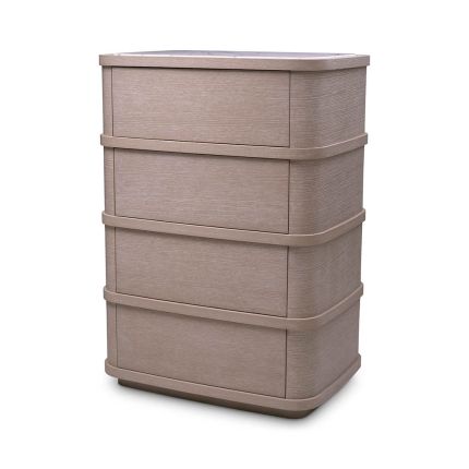 Washed oak chest of drawers with marble top