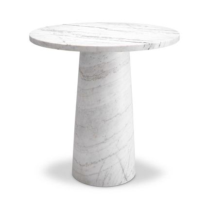 White marble side table with circular top