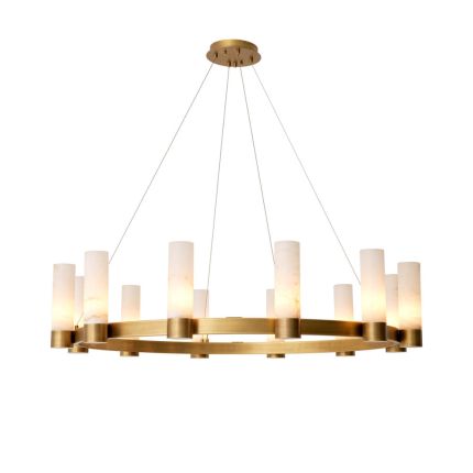 Classic style brass chandelier with alabaster pillars