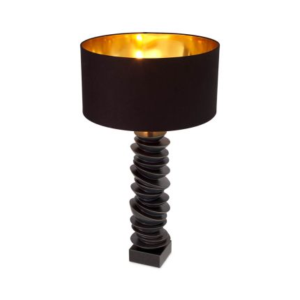 Stacked design bronze table lamp with black shade