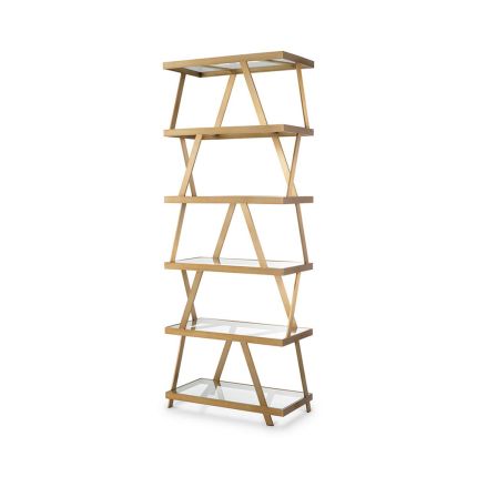 Brass geometric cabinet with glass tops