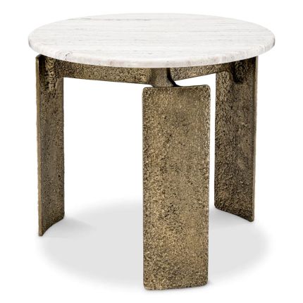 Marble top side table with sculptural brass legs