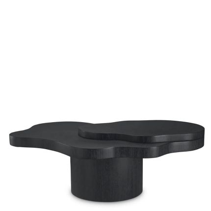 Organic shaped charcoal grey oak veneer coffee table