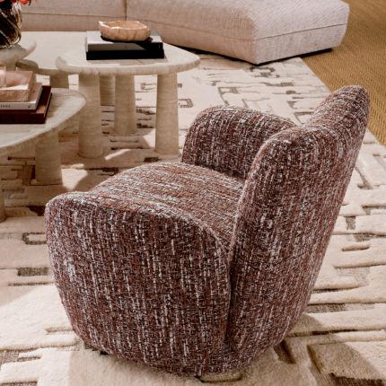 Merida Swivel Chair - Boucle Sonata Red