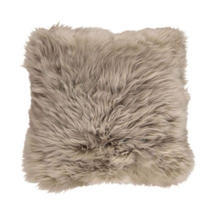 New Zealand taupe sheepskin cushion